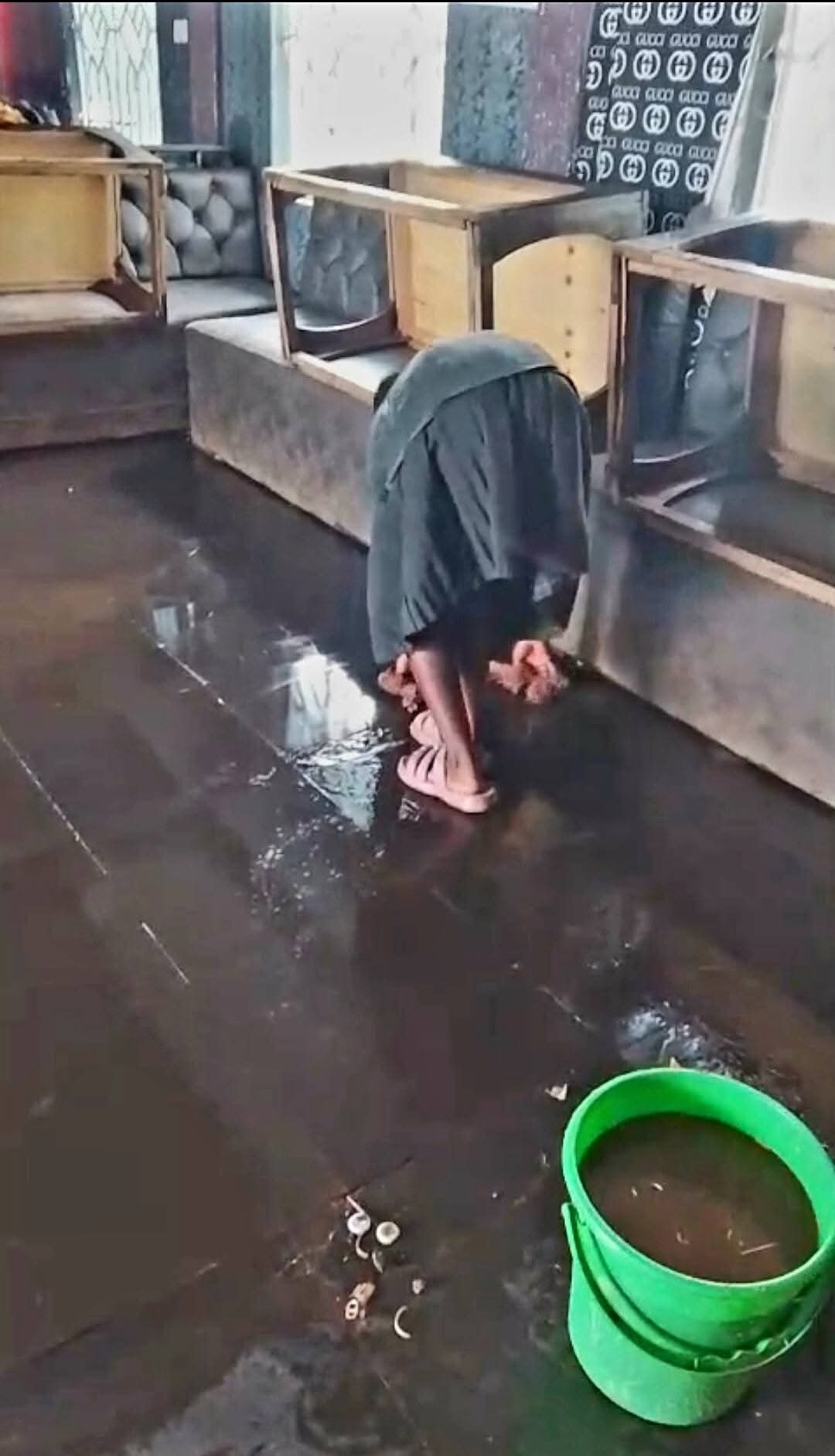 Bomet student cleaning