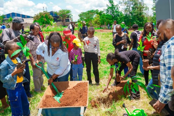 Participants during the tree planting drive hossted by the School of Pharmacy and Pharmacy Students Association at MKU