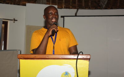 Murang’a KESSHA chair Peter Stanley Gitu addresses school heads during the annual conference at Nyali in Mombasa County on Tuesday, April 14, 2026