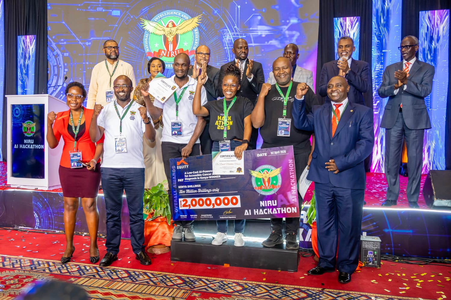 Meru varsity students win 2025 National AI Hackathon with innovative health solution 2 The 2025 National Artificial Intelligence (AI) Hackathon winners with Interior and National Administration CS Kipchumba Murkomen and other officials