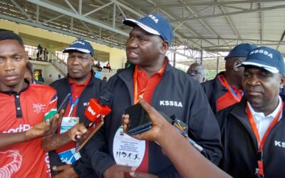 PS Bitok speaking during the 2026 National School Sports Championships at Mamboleo Stadium in Kisumu County, Bitok said the Ministry is working closely with the National Treasury to ensure capitation funds are in schools by the time learners resume on April 27.