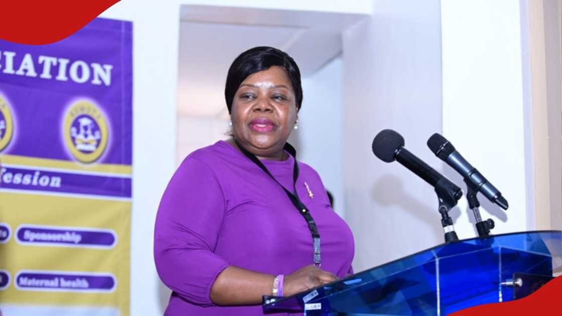 KEWOTA CEO Benta Akinyi Opande speaking at a past function. Photo/Courtesy