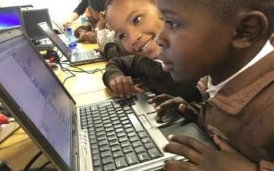 Children in coding class. Kenyan