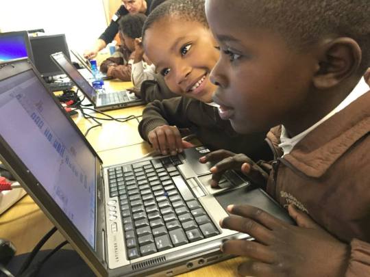 Children in coding class. Kenyan