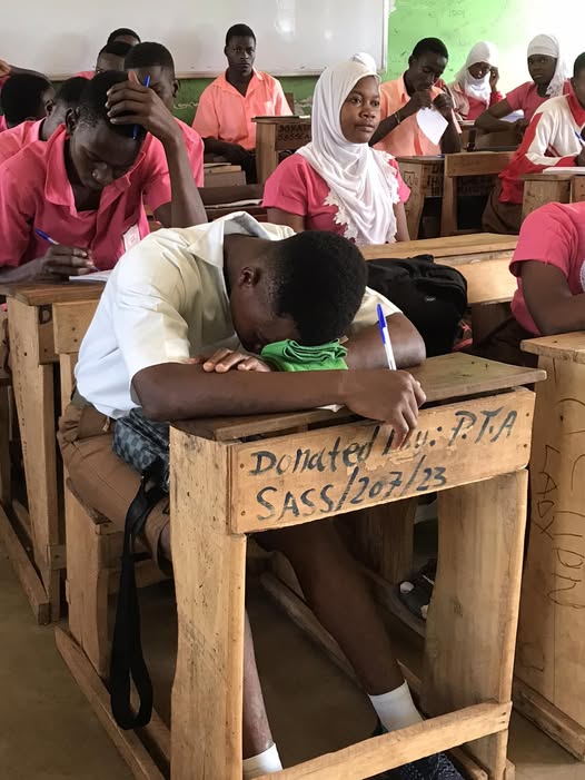 A learner sleeping in class