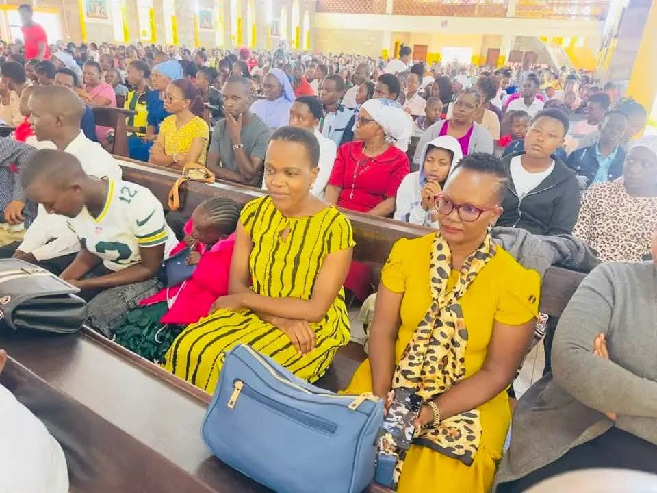 Dr Roslyne Nyakona(left) and Dr.Magadaline Gesare at St. Charles Lwanga, Kisii Cathedral Catholic Church. Photo: Enock Okong'o.