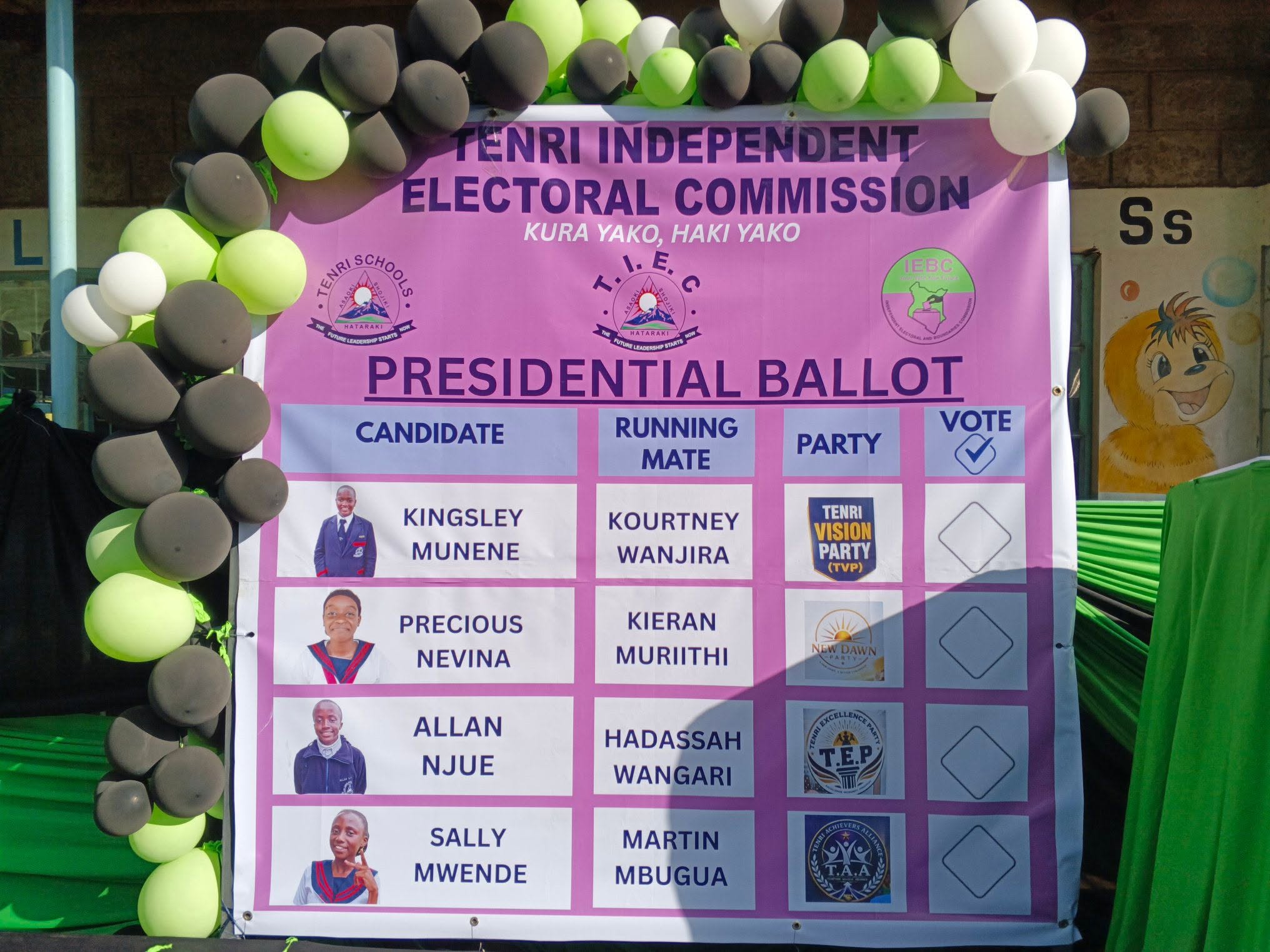 Tenri School candidates for election