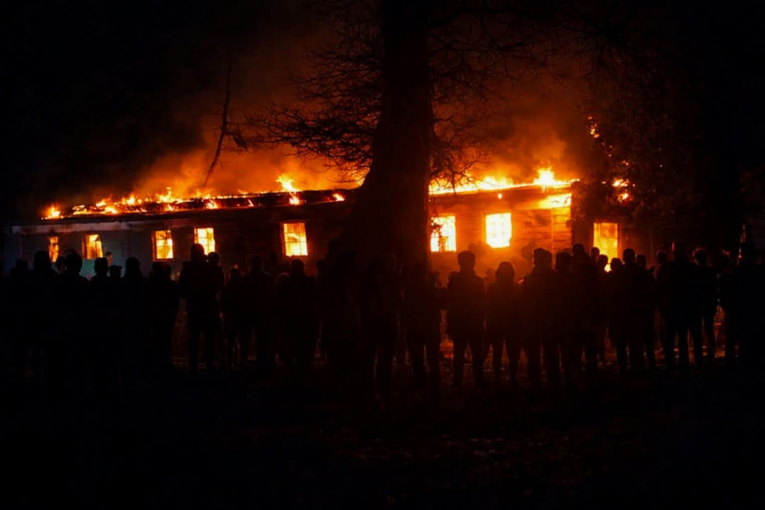 Flames engulf a dormitory at Eor Ekule Secondary School in Narok East Sub-county during evening preps at night