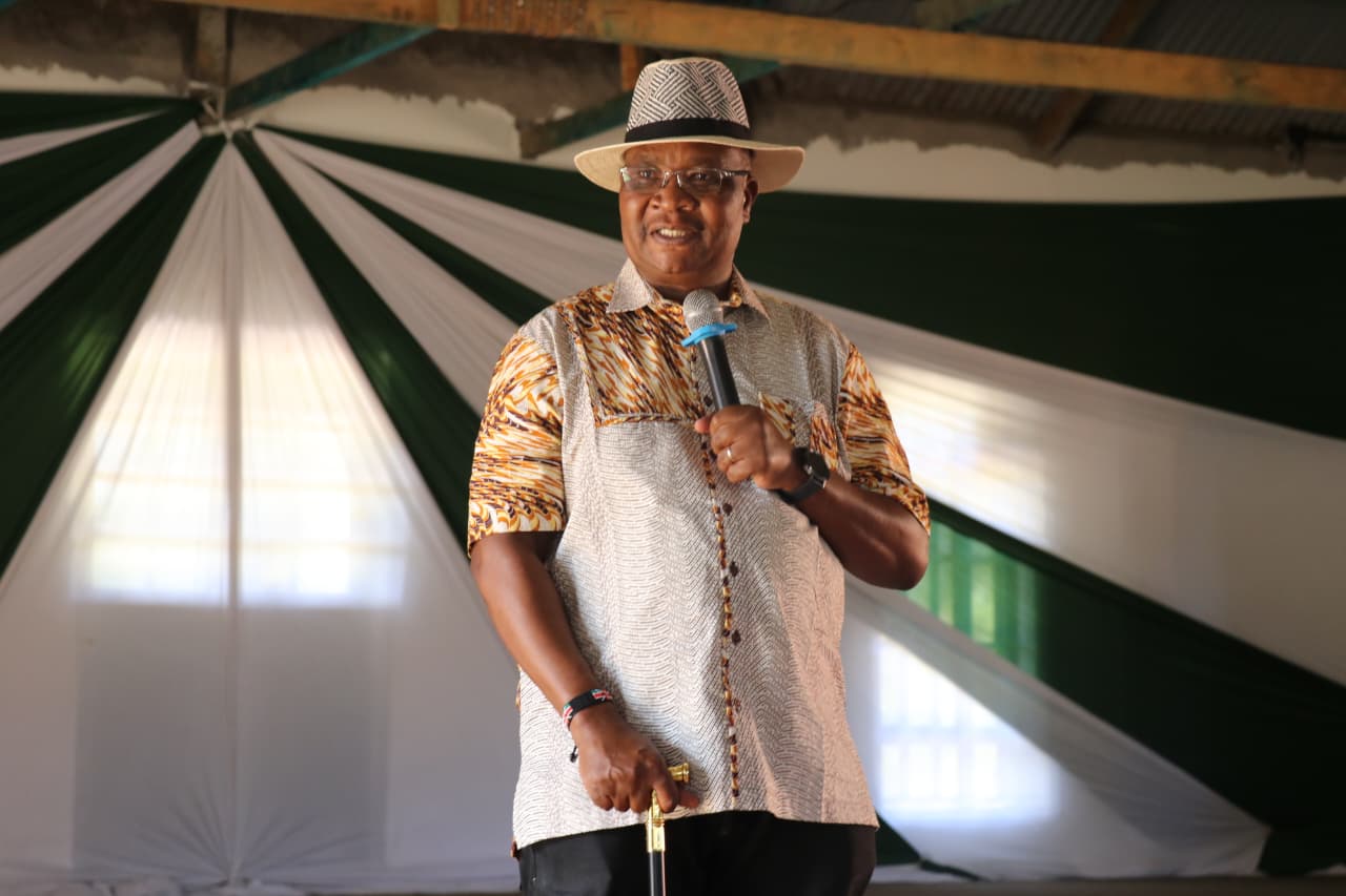 Prof. Charles Ongondo, CEO KICD, speaking at the Rangwe Subcounty Music Festival, Oneno Comprehensive.
