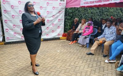 Ann Wamuratha, Kiambu Woman Representative addressing some parents. Photo Felix Wanderi