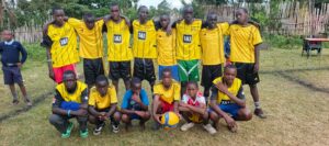 Cheboingong JSS boys volleyball team during Bomet Township zonal games at Chepngaina playground.