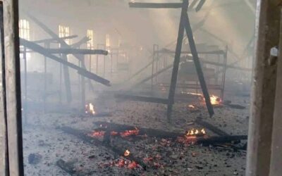 The gutted girls' dormitory