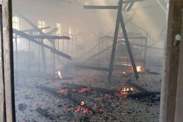 The gutted girls' dormitory