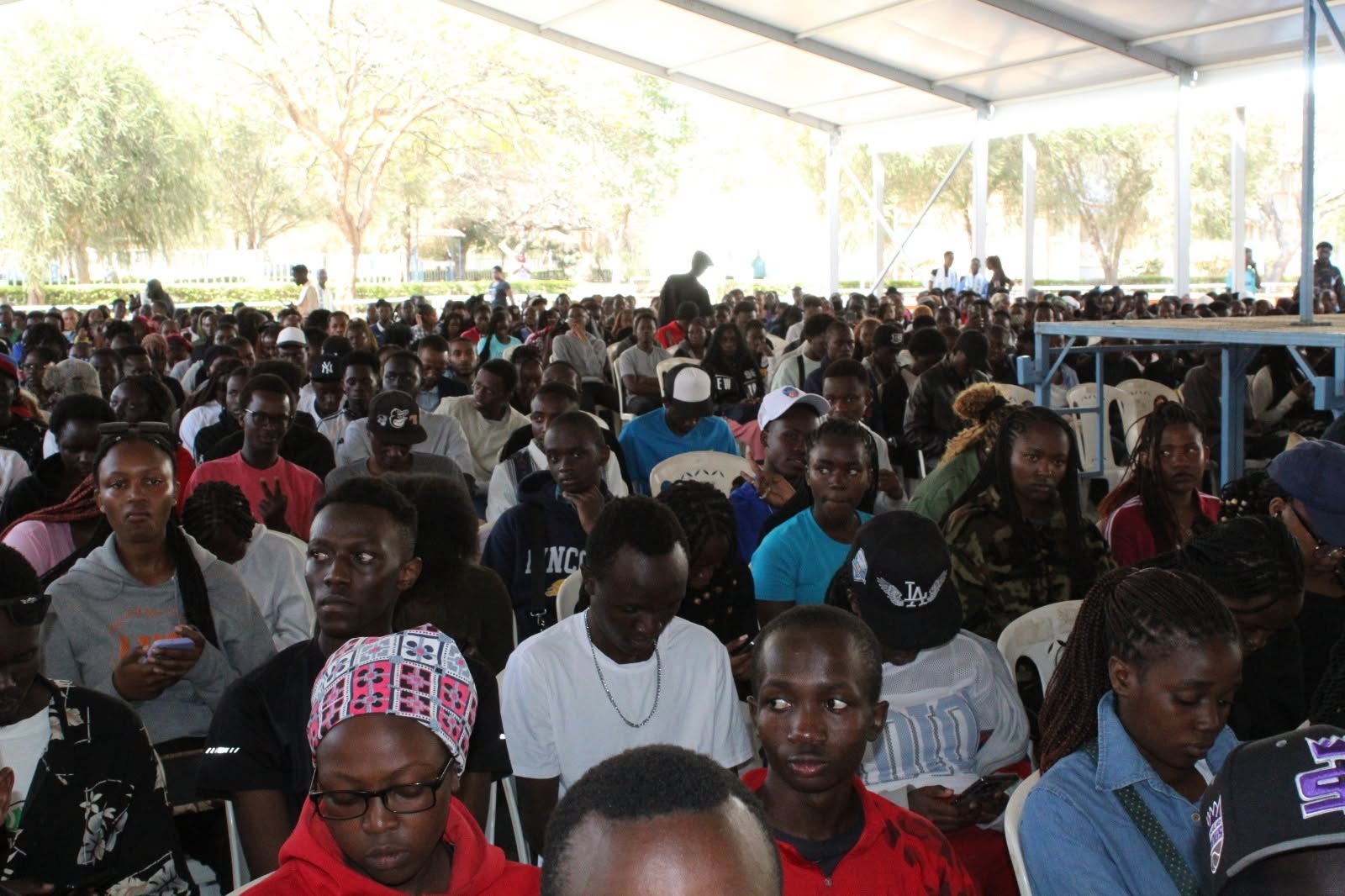 Kenyatta university first year students at the graduation square during orientation