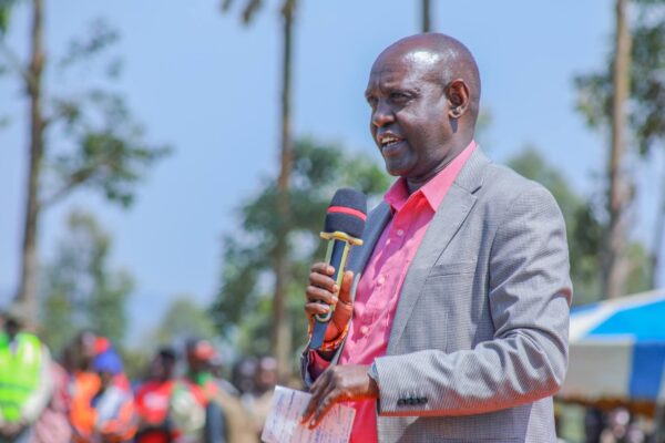 Principal Secretary for Basic Education John Olotuaa speaking during the launch of new classrooms at Hema Chitago Senior and Comprehensive Schools