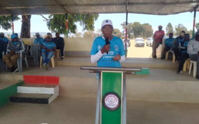 Rtd. Major General Joseph Musomba the oldest Machakos School Alumni makes a speech