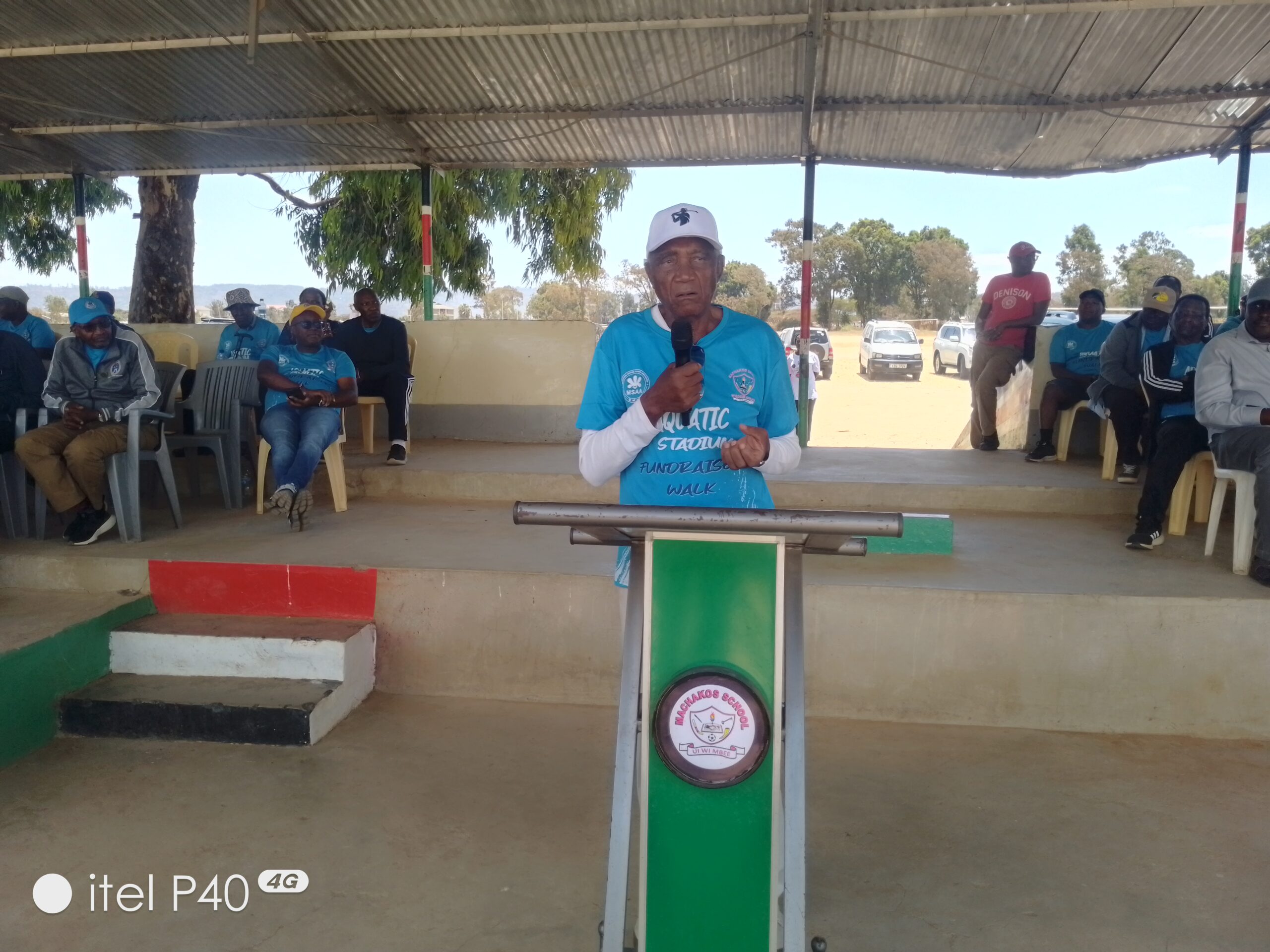 Rtd. Major General Joseph Musomba the oldest Machakos School Alumni makes a speech
