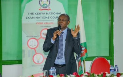 KNEC CEO Dr David Njeng'ere speaking during the meeting