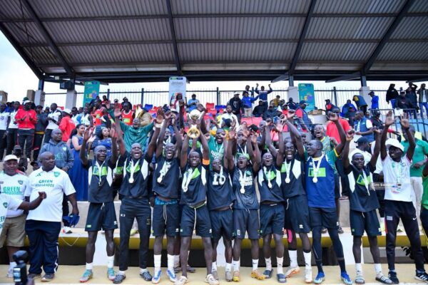 Kakamega School celebrate after winning the 2026 KSSSA national football title