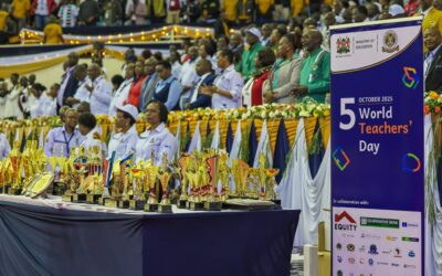 Trophies on display during the 2025 World Teachers' Day celebrations