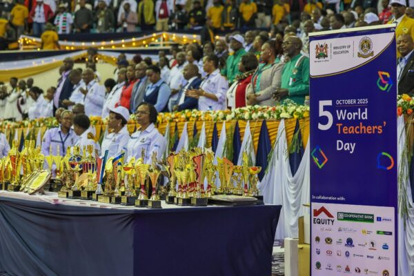 Trophies on display during the 2025 World Teachers' Day celebrations