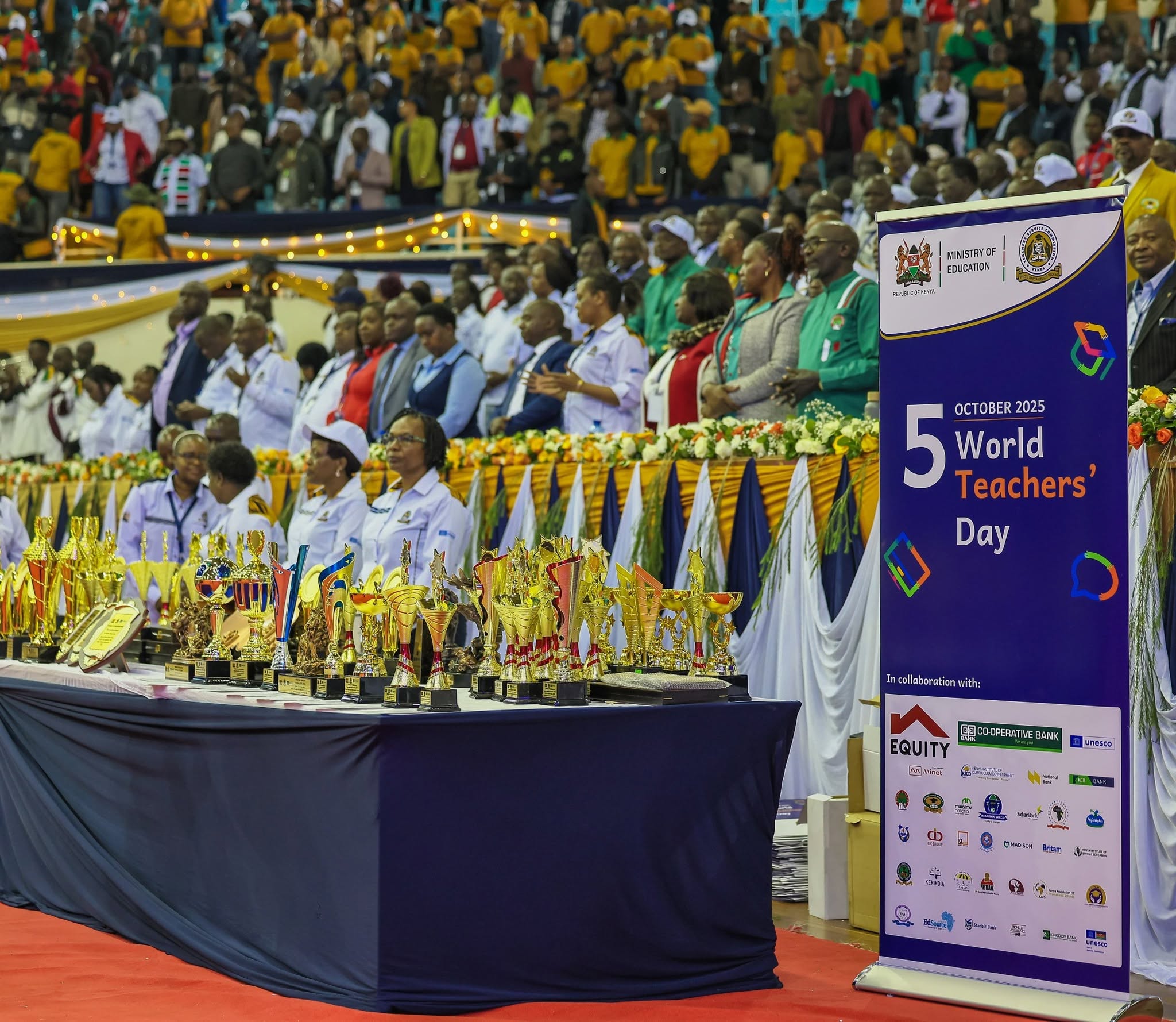 Trophies on display during the 2025 World Teachers' Day celebrations