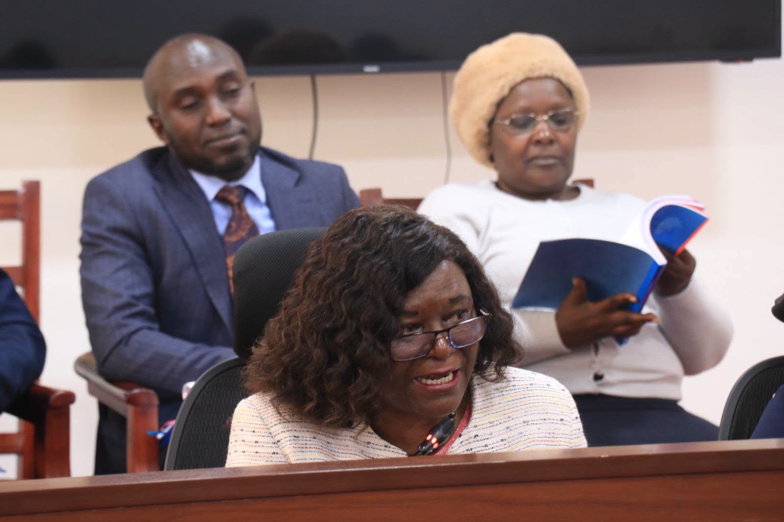 Maasai Mara University Vice-Chancellor Prof. Peninah Aloo-Obudho responds to questions from MPs during the tense session.