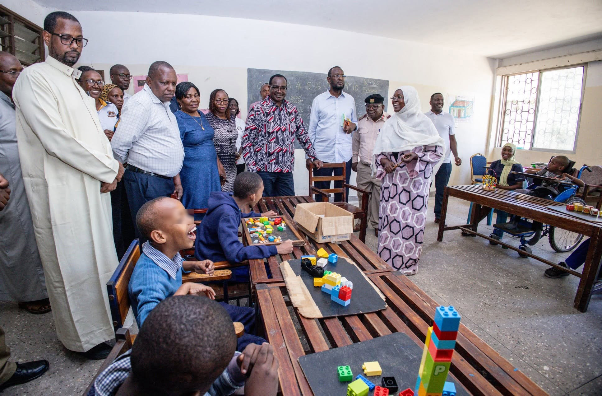 CS Ogamba during a visit to Tom Mboya School for Children with Cerebral Palsy in Mombasa County, where he assessed efforts to strengthen support for learners with special needs