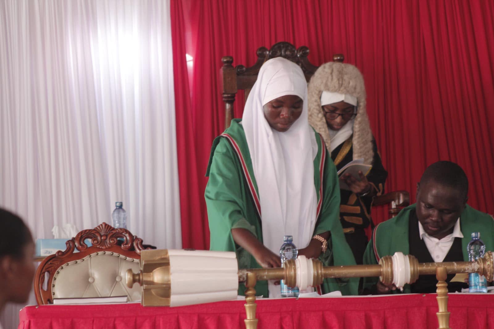 Mishi Mboko Girls students participate in a mock parliamentary session at the Parliament of Kenya stand during the Mombasa ASK Show at Mkomani grounds