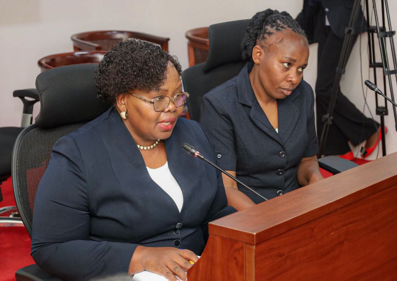 Limuru Girls principal Susan Kariuki before the National Assembly Public Investments Committee on Governance and Education to examine the Auditor General’s reports at Bunge Towers