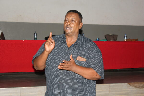 County director of education Mohamed Abdi in a past event at Kwale High Senior School in Matuga sub-county