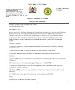 Nyamira County salary deal with ECDE teachers