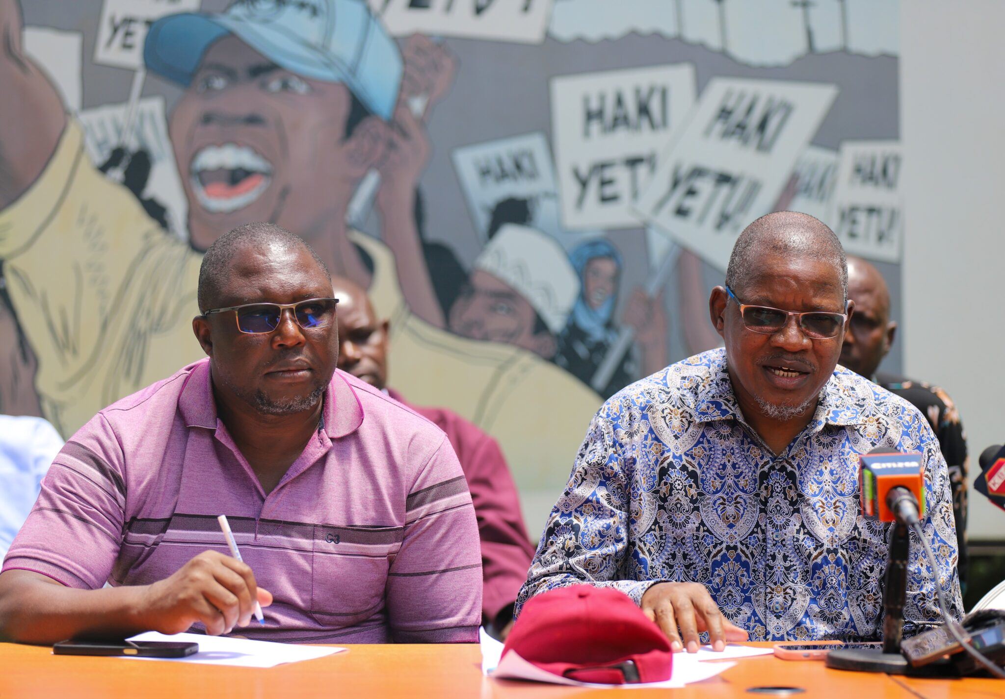 Chris Owalla and Boaz Waruku, members of the Elimu Bora Working Group speaking when addressing the media-Photo|Courtesy