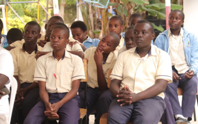 Learners From Elimu Ya Kenya School Listening in during the launch in Utange Mombasa County