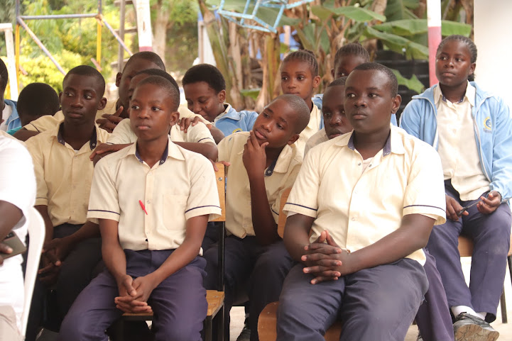Learners From Elimu Ya Kenya School Listening in during the launch in Utange Mombasa County