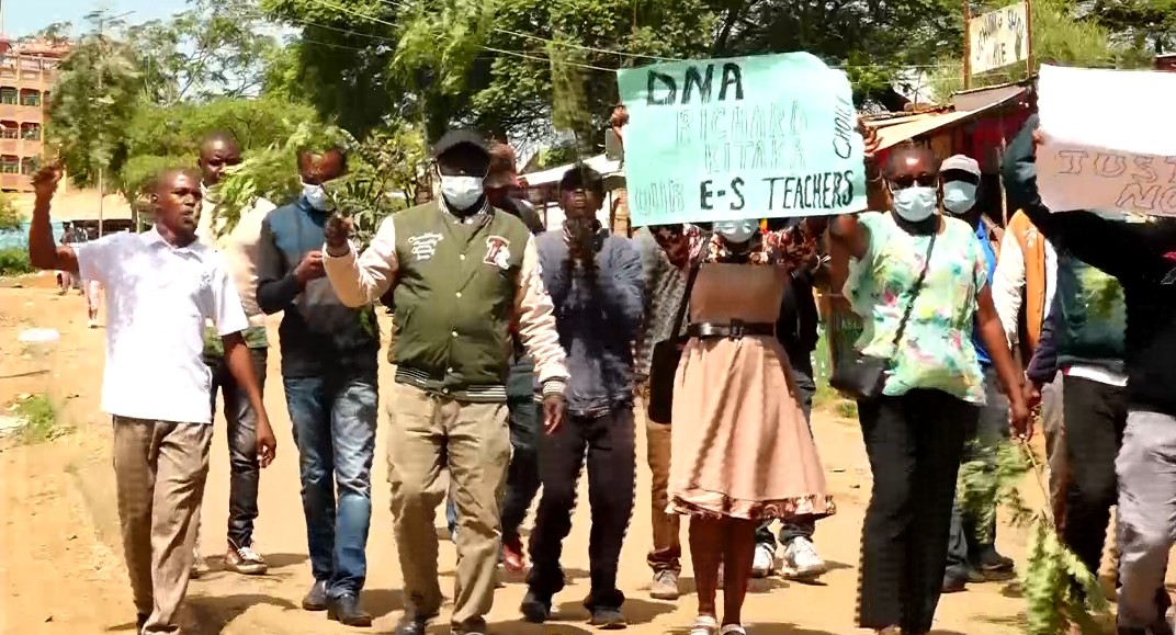 Yatta teachers demonstrating against their KNUT leaders