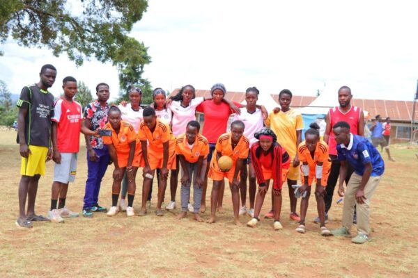 Sot TTI women’s handball team players pose for a photo after their friendly match against Bomet University as they prepare for upcoming competitions
