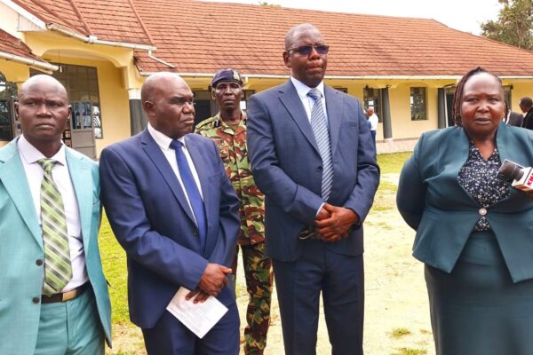 West Pokot County Commissioner David Saruni Together With Other Stakeholders Outside Mtelo Hall in Kapenguria
