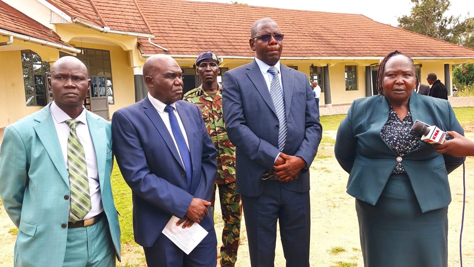 West Pokot County Commissioner David Saruni Together With Other Stakeholders Outside Mtelo Hall in Kapenguria