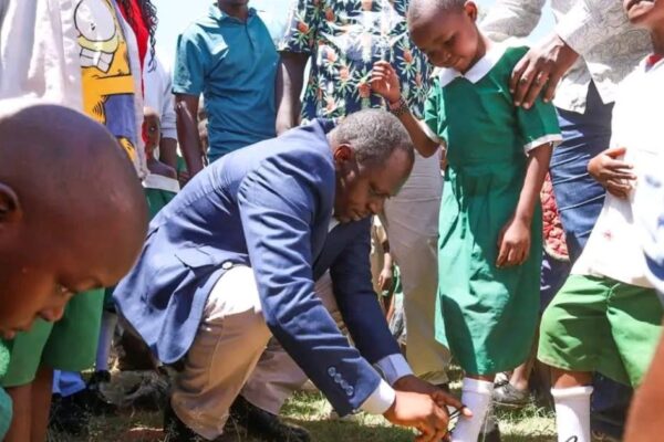 Migori Deputy Governor Dr Joseph Mahiri at Komasincha Primary School in Kuria West Sub-County. Mahiri has urged the Kuria community to embrace alternative sources of livelihood and keep children in school amid concerns over the impact of gold mining on education.